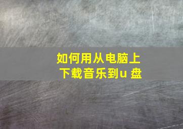 如何用从电脑上下载音乐到u 盘